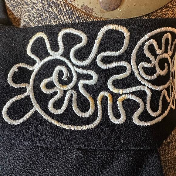 Vintage Liz Claiborne Black Halter Maxi Dress 8 Button Front Embroidered Collar - Picture 11 of 14